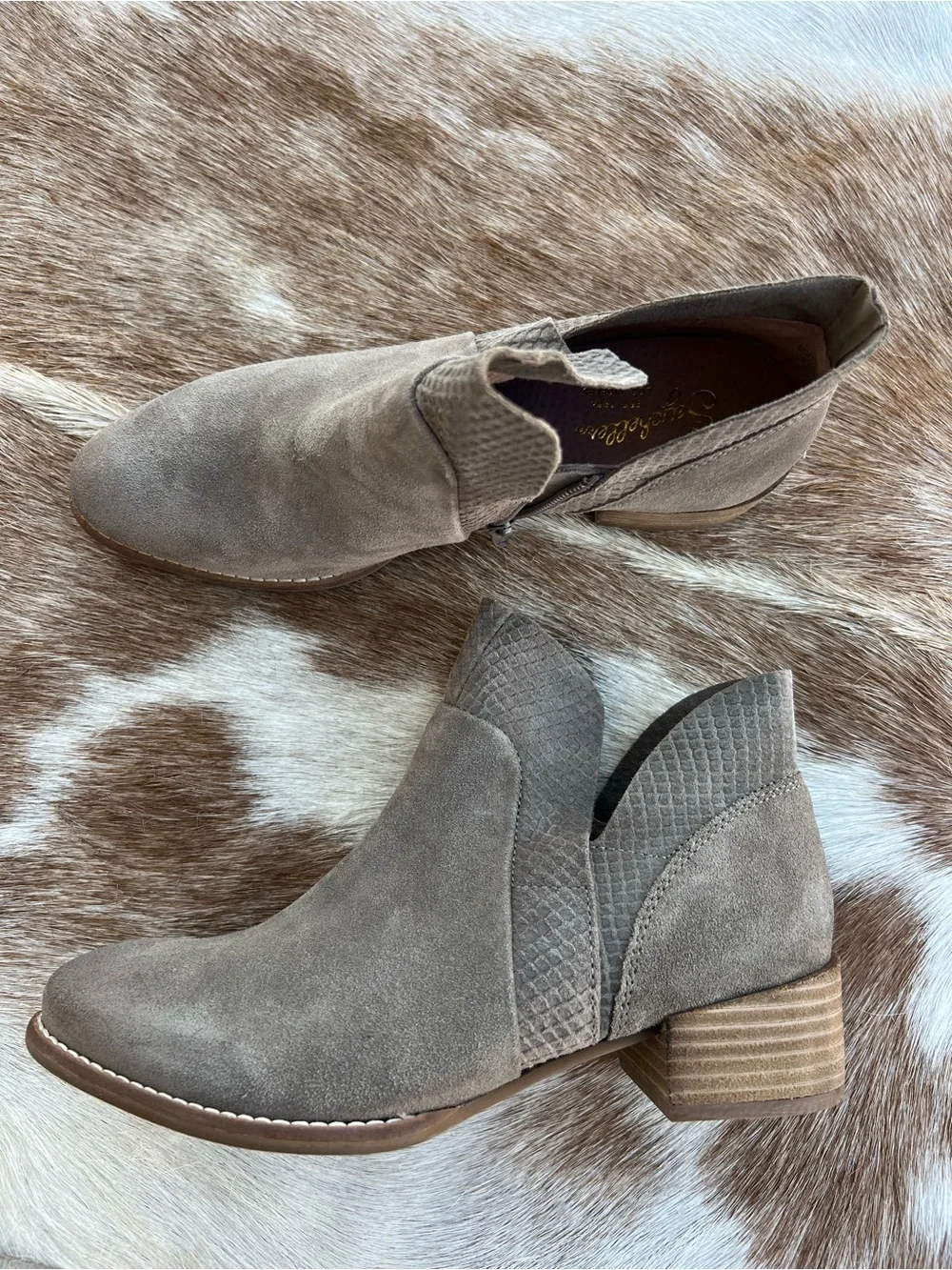 Seychelles Taupe Suede Cutout Ankle Booties